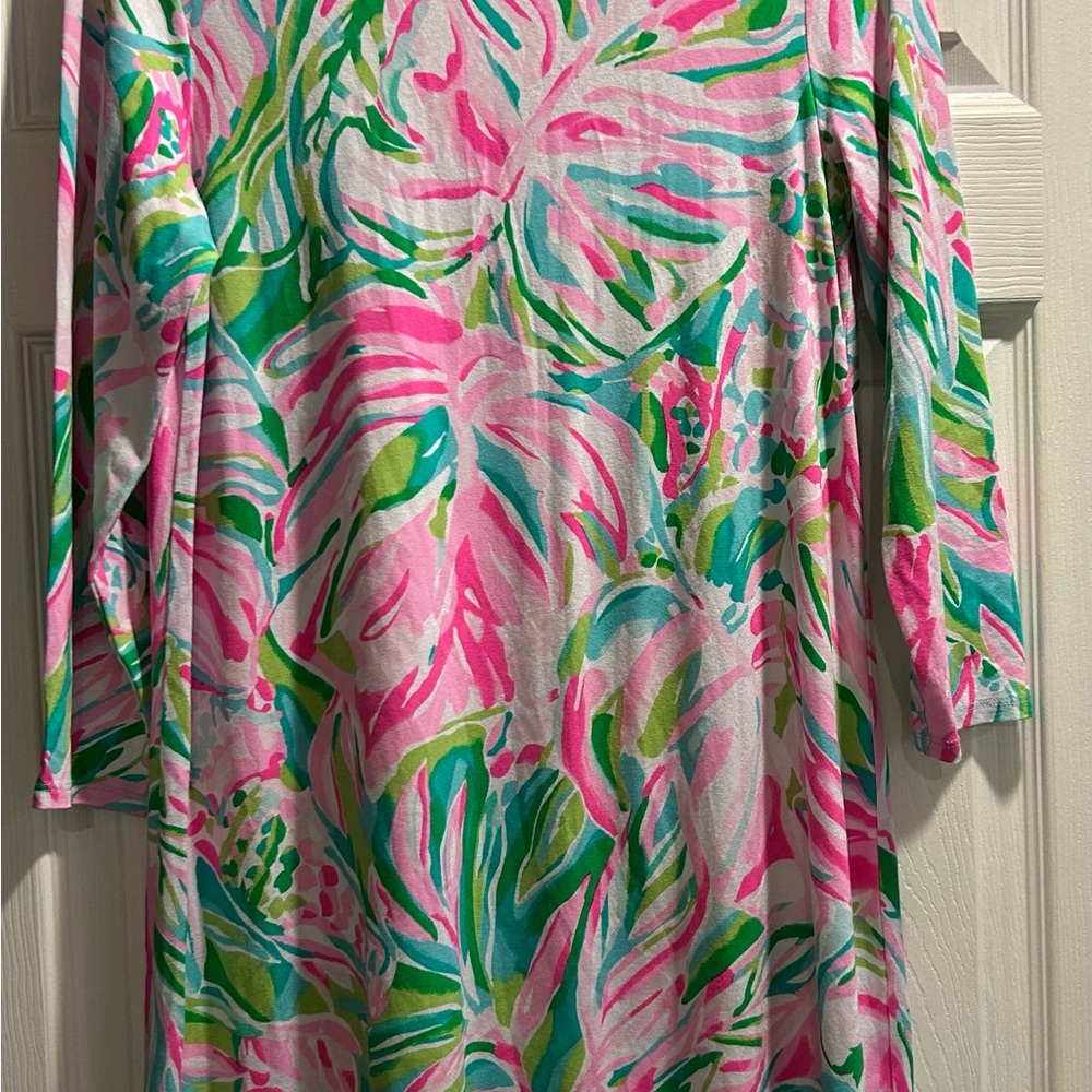 Lilly Pulitzer Vibrant Pink and Green Patterned Dress